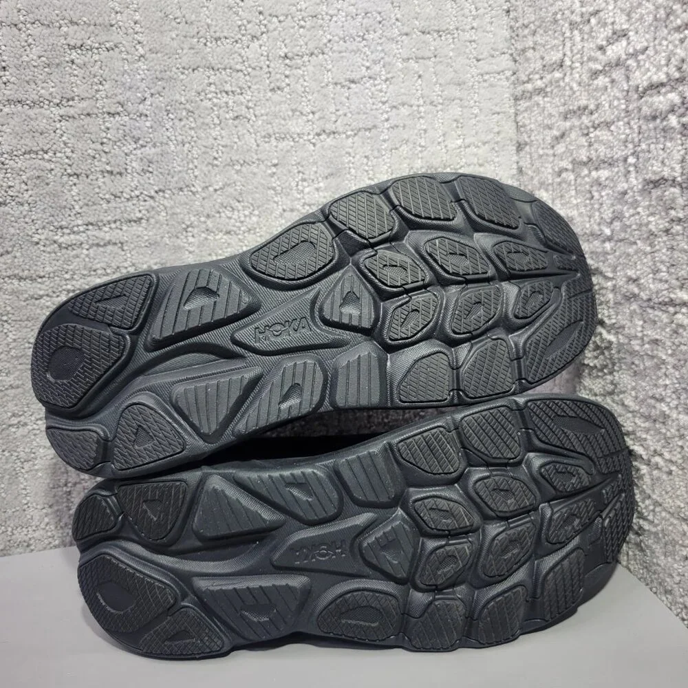 Hoka One One Clifton 10 Womens Size US 12B Triple Black Lace-Up Sneaker Shoes